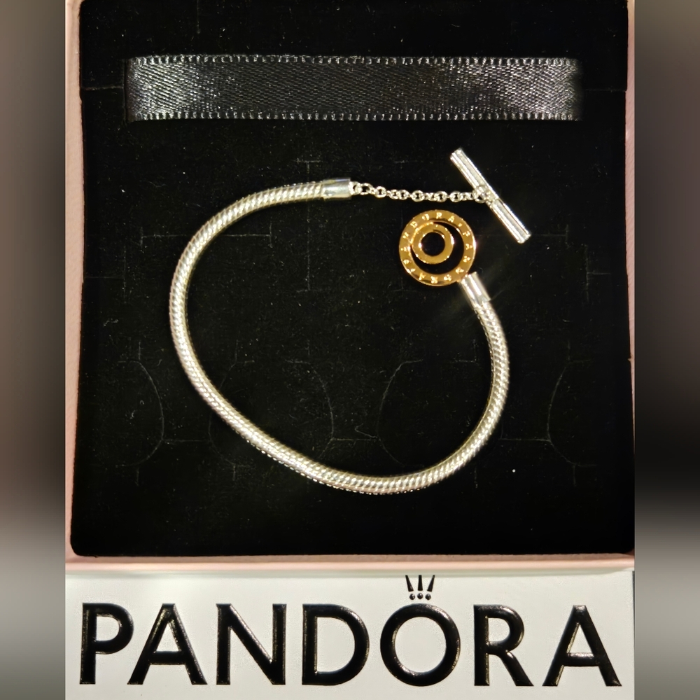 Pandora Silver and Rose Gold Toggle Bracelet
